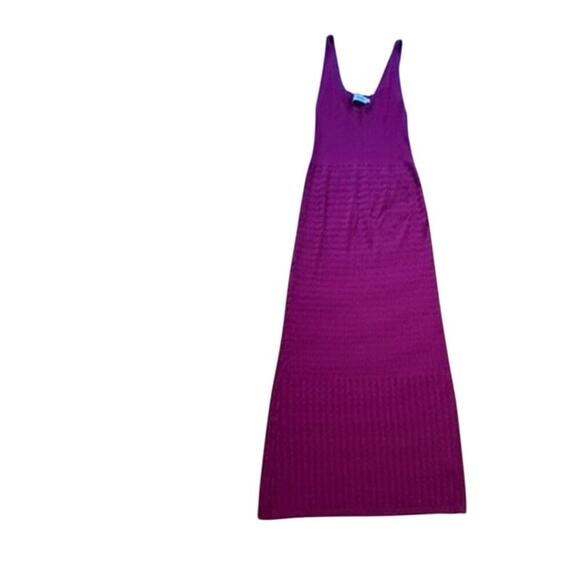 Pantio Knit Midi Dress Burgundy Ribbed One Size Bodycon - Picture 3 of 6